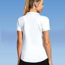 MIER Women's Golf Polo Shirts Collared V Neck Short Sleeve Tennis Shirt, Dry Fit, Moisture Wicking (White, XL)