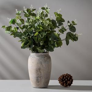 8.2 Inch Ceramic Vase, Terracotta Rustic Vase Farmhouse Decorative Vase Boho Decor, Ceramic Vases for Home Decor, Living Room, Entryway, Floor, Holiday Wedding Christmas New Year Gifts - Gray