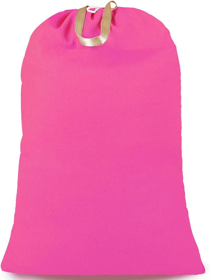 Heavy Duty Laundry Bag with Drawstring and Handle, Extra Large Travel Dirty Clothes Bag for Laundromat and Household, Durable Rip-Stop Laundry Hamper Liner, 28 x 40 Inch by SANFERGE, Hot Pink