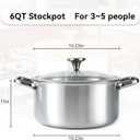6QT Stainless Steel Stock Pot with Lid and Encapsulated Bottom- Professional Soup Pot - Thick Bottom Stockpot for Cooking, Stewing, and Canning, Dishwasher Safe