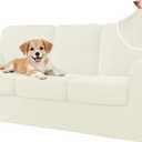 CHUN YI 7 Piece Couch Covers Sofa Covers Washable, Stretch Sofa Slipcovers for 3 Cushion Couch with Seperate Backrest and Cushion Covers, Anti Slip Furniture Protector for Dogs Pets (Large, Cream)