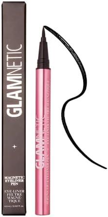 Glamnetic Felt Tip Magnetic Eyeliner Pen - Black 0.025 fl oz | Black Smudgeproof & Waterproof Eyeliner Pen, All-Day Hold for Magnetic Eyelashes, Quick-Drying, Paraben-Free