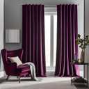 Grape Purple Velvet Curtains 96 inches Long Luxury Blackout Curtains for Bedroom Living Room,Thermal Insulated Super Soft Window Drapes Rod Pocket & Back Tab, 52" W x 96" L, 2 Panels Set