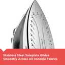 BLACK+DECKER Light N Easy Compact Steam Iron, IR1020S, Stainless Steel Soleplate, Spray Mist, Anti-Drip, Auto Shutoff