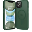 Strong Magnetic for iPhone 11 Case Compatible with Magsafe, [13FT Drop Resistant] Translucent Matte Skin Feeling Back, Aluminum Alloy Keys Shockproof Phone Case, Midnight Green