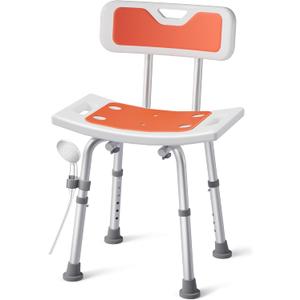 Adjustable Shower Stool for Inside Shower, Padded Non-Slip Seat with Back