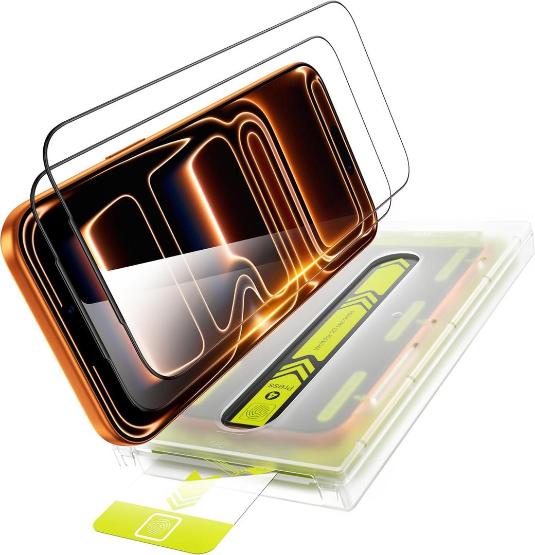 WSKEN for iPhone 17 Pro Max Screen Protector - [Auto-Dust Removal] [Top 9H+ Tempered Glass] 12FT Shatterproof Military Grade Diamond HD Durable Flim Easy Install Case Friendly, 2 Pack