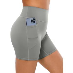 BRXL No Front Seam High Waist Women Biker Shorts 3.6"/5"/8" Buttery Soft with Pocket Spandex Workout Volleyball Yoga Pilates (Grey) XL