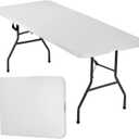 FDW Folding Half Portable Foldable Table for Parties Backyard Events (White, 6 FT 70 * 29)