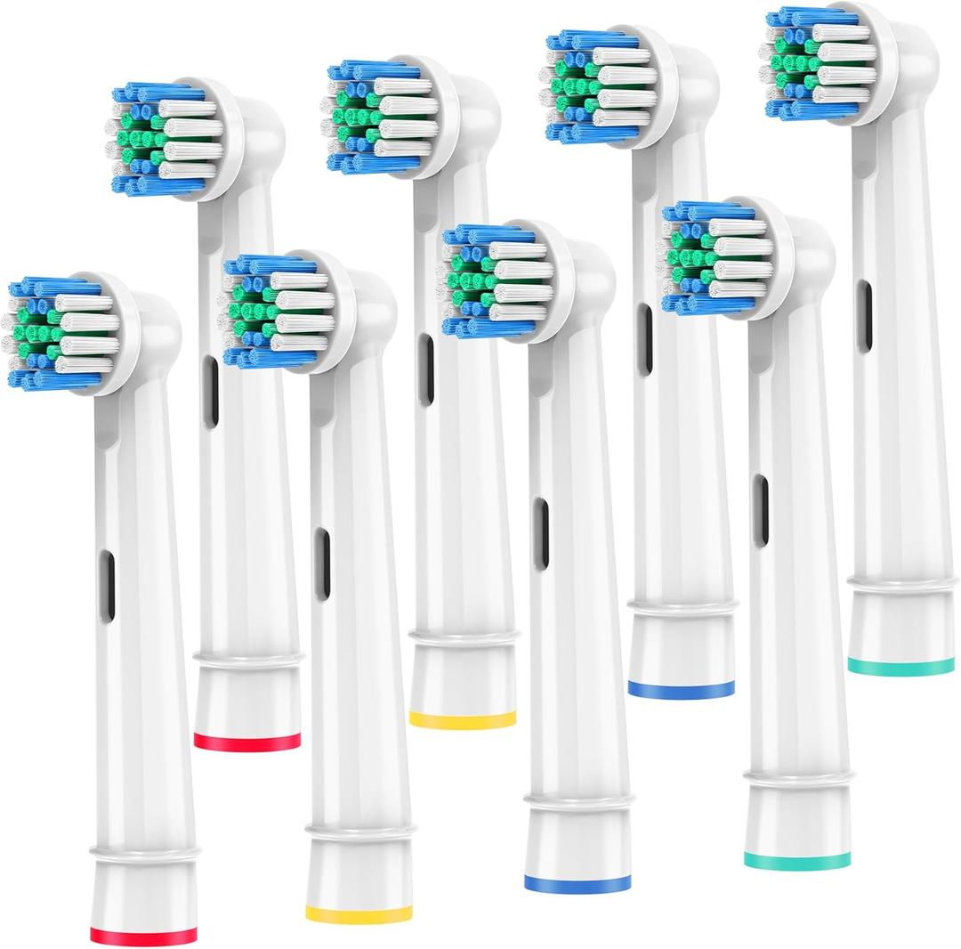 Replacement Toothbrush Heads Compatible with Oral B Braun,8 Pack Professional Electric Brush Heads for Oral B Replacement Heads Refill Pro 500/1000/1500/3000/3757/5000/7000/7500/8000 (White)