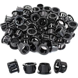 1/2"(13mm) Black Snap-in Knockout Insulating Bushing Grommets, Plastic Cable Hole Grommets for Wiring, Round Nylon Snap in Locking Electrical Wire Cord Hose & Tubing Bushings Grommets, 50pcs
