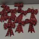 CCINEE 12Pcs Red Buffalo Plaid Christmas Bows 5.1 x 6.9 Inch Red and Black Christmas Decorative Bows Checked Wreath Bows for Wreath Garland Christmas Tree Topper Decoration Home Party Supplies