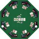 48 Inch Foldable Poker Table Top for 8 Players, Octagon Poker Table Topper with Chips Tray & Cup Holders, Professional Texas Holdem Poker Table Mat with Carrying Bag for Card Casino Games (Green)