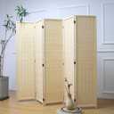 Furnnylane 5 Panel Bamboo Room Divider 5.6 ft Tall Folding Privacy Screen, Natural Beige Freestanding Room Partition Wall for Home Office (67" x 76.75", 5-Panel)