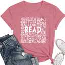 Reading Teacher Shirt Women-Cute Read More Books Short Sleeve Library Book Lovers Daisy Tee Tops