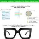 VOOGLAM Oversize Square Reading Glasses For Women Men Anti Blue Light UV Eyestrain Reader Computer TV Phone Glasses Charisse (Black)
