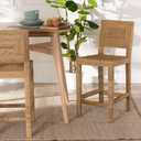 bali & pari Anfield Modern Bohemian Natural Seagrass and Mahogany Wood Counter Stool, Counter Height