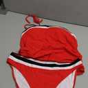 Jolefille Women Two Piece Bandeau Swimsuit - Bathing Suit Tummy Control Color Block Bikini Set Coverage Strapless Top Tankini, XL