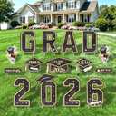 2026 Graduation Yard Signs, 15 PCS Black and Gold Congrats GRAD Lawn Signs with Stakes, Class of 2026 Outdoor Yard Decorations for High School & College Graduation Party