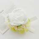 4 x MAFELOE Boutonniere Corsage Set, Artificial Flowers Accessories for Wedding Prom Party Homecoming Celebration Suit Decorations-2 Pieces White+Light Green