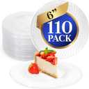 Reli. 110 Pcs Plastic Dessert Plates, Disposable (6 inch, Clear)| Small Plates for Party, Heavy Duty | Hard Plastic Dessert Platter for Cake, Wedding, Birthday, Salad/Appetizer (6")