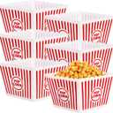 Bekith 6 Pack Plastic Popcorn Buckets Reusable, Large Popcorn Containers for Movie Night, 9" Square x 6" Tall
