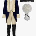 ReliBeauty Washington Costume Boys Hamilton American Colonial Uniform with Wig, Size 140