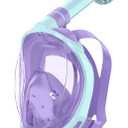Greatever Snorkeling Gear for KidsIdeal Gifts of Kids Snorkel MaskFull Face Snorkel Mask Kids with Camera MountSafe Breathing for Enchanting Travel (A0-Cyan Purple)