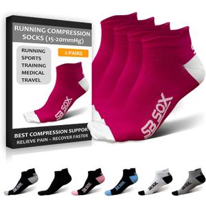 SB SOX 2-Pair Running Socks for Men and Women  Low Cut/Ankle Athletic Socks for All-Day Wear (Pink, S)