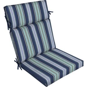 Arden Outdoor Chair Cushion, 21 x 20, Rain-Proof, Fade Resistant Sapphire Aurora Blue Stripe