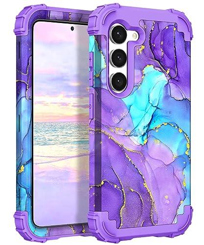 Hocase for Galaxy S23 Plus Case, Shockproof Heavy Duty Protection Soft Silicone Rubber Bumper+Hard Plastic Hybrid Protective Case for Samsung Galaxy S23 Plus (6.6") 2023 - When Purple Meets Blue