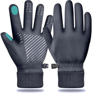 LOUXPERT Waterproof Winter Gloves Touch Screen for Women and Men, Grey, L
