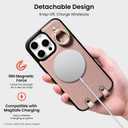 ORNARTO Magnetic Detachable Wallet Case for iPhone 16 Pro Max, [Compatible with MagSafe], Crossbody Wallet Case with Card Holder Wrist Strap, RFID Blocking PU Leather Wallet Phone Cover 6.9", Pink