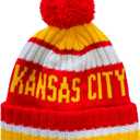 City Beanie Knit Hat with Pom Winter Cuffed Cap Sport Fans Gift (One Size, Kansas)