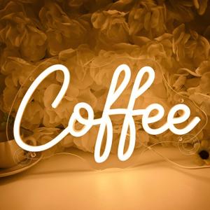 SYLHOME Coffee Led Neon Light Sign Home Bedroom Business Cafe Wall Sign Decor Club Coffee Bar Station Shop Kitchen Light Up Sign 11.8" X 6.69" USB