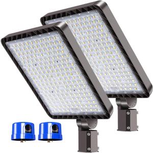 BIRITALO 480W Parking Lot Light 72000LM 5000K Dusk to Dawn Pole Mount 2Pack | IP65 Waterproof, 180° Adjustable, 100-277V Slip Fitter Commercial LED Shoebox Light for Warehouse, Port, Hospital, Arena