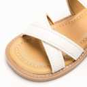 Toddler Girls Sandals Slip-On Open Toe Sandals Little Kid Non-Slip Soft Rubber Sole Princess Flat Shoes (A02/White)