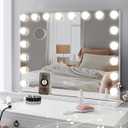 COOLJEEN Large Hollywood Vanity Mirror with Lights Bluetooth 18 Dimmable LED Bulbs, 3 Color Modes Lighted Makeup Mirror with USB Charging Port