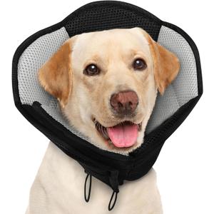 AOFITEE Dog Cone - Soft Cone for Dogs After Surgery, Comfy Cones for Large Dogs to Stop Licking, Adjustable Soft Dog Cone Collar, Elizabethan Pet E-Collar for Wound Healing, Black Large