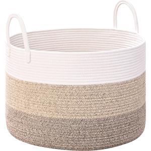 Extra Large Toy Basket, 20"x13" Kids Toy Storage for Playroom Classroom Nursery, Woven Rope Blanket Basket with Handles, Stuffed Animal Organizer & Dog Toys Basket, Jute