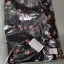 Women's Satin High Waisted Side Split Maxi Skirt Elastic Waistband Long Silk Skirts for Women, Floral Black, S