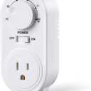 Adjustable Thermostat, Plug in Heating and Cooling Thermostat Controlled Outlet, Compatible with Portable AC, Fans and Space Heaters(1 Pack,White)