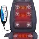 Snailax Massage Seat Cushion with Heat - Extra Memory Foam Support Pad in Neck and Lumbar,10 Vibration Massage Motors, 2 Heat Levels, Back Massager Chair Pad for Back (Navy Blue)