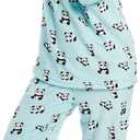 Fleece Pajamas For Women 2 Piece PJ Set Long Sleeve Women's Printed Sleepwear (XX-Large, Blue Panda)