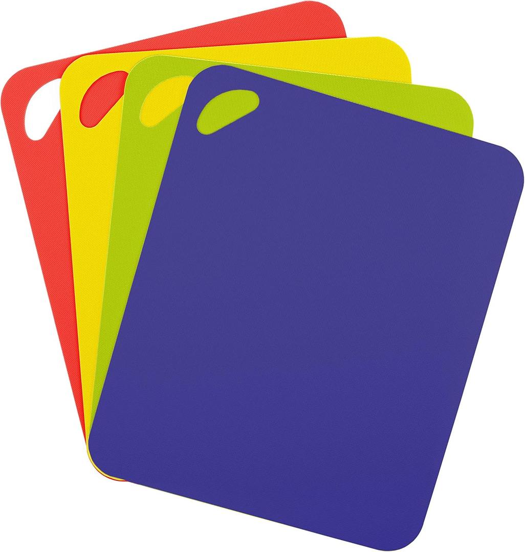 Dexas Heavy Duty Grippmat Flexible Cutting Board Set of Four, 11.5 x 7.5 inches, Blue, Green, Grey and Red