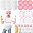 6 Sets Bottle Chug Baby Shower Games Juegos Para Plastic Baby Bottles Bibs Hat Disposable Diapers Gender Reveal Games Baby Changing Diaper Race Game Decoration (Pink)