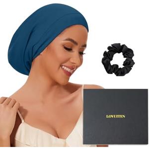 100% Mulberry Silk Bonnet for Sleeping Women Men, Real Silk Lined Sleep Cap with Adjustable Strap, Hair Wrap Slouchy Beanie for Curly Hair