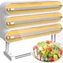 4in1 Plastic Wrap Dispenser with Cutter Aluminum Foil Organizer Wrapping Paper Storage and Kitchen Towel Holder Ideal for Kitchen Organization and Countertop Space Saving