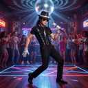 2 x Pop Star Costume Accessory Set, Sequin Fedora Hat with Curly Wig, Suspenders, Tie, Bow Ties, Gloves, Sunglasses, Microphone