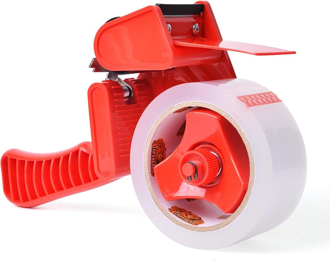 TAPEBEAR Packing Tape with Dispenser, 2.6mil Thick, 1.88" x 55yd Heavy Duty Packaging Tape Clear Adhesive Box Tape for Carton Sealing, Moving, Shipping (1 Roll - 3-inch Core with Dispenser)